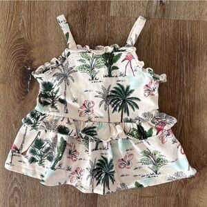 NWOT Janie and Jack Tropical Flamingo Print Ruffle Camisole Top Size: 2T